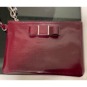 Coach Darcy Wristlet Clutch Purse Red Patent Leather Bow